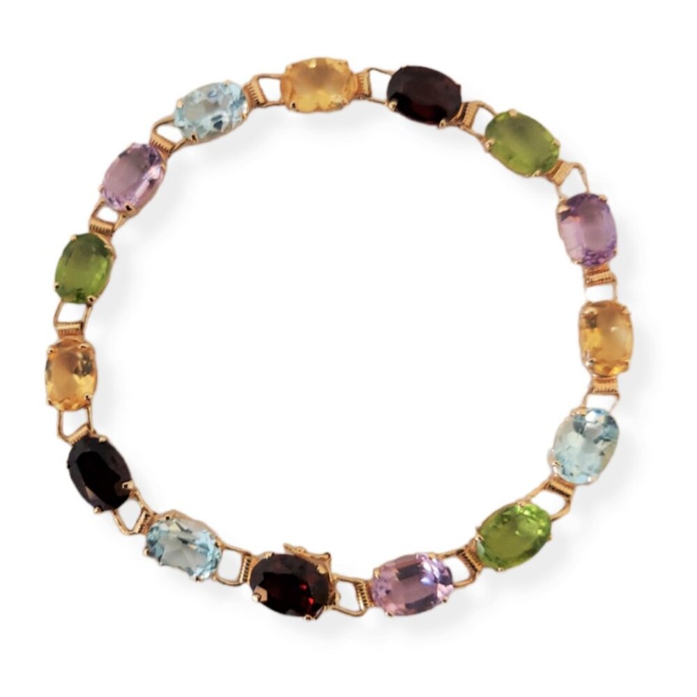 14K Yellow Gold Ladies Natural Gemstone Bracelet